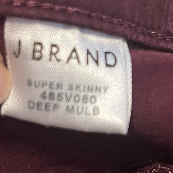 J Brand Womens Super Skinny Size:27 Deep Mulberry Jeans Stretch Faded Mid Rise - Picture 4 of 7